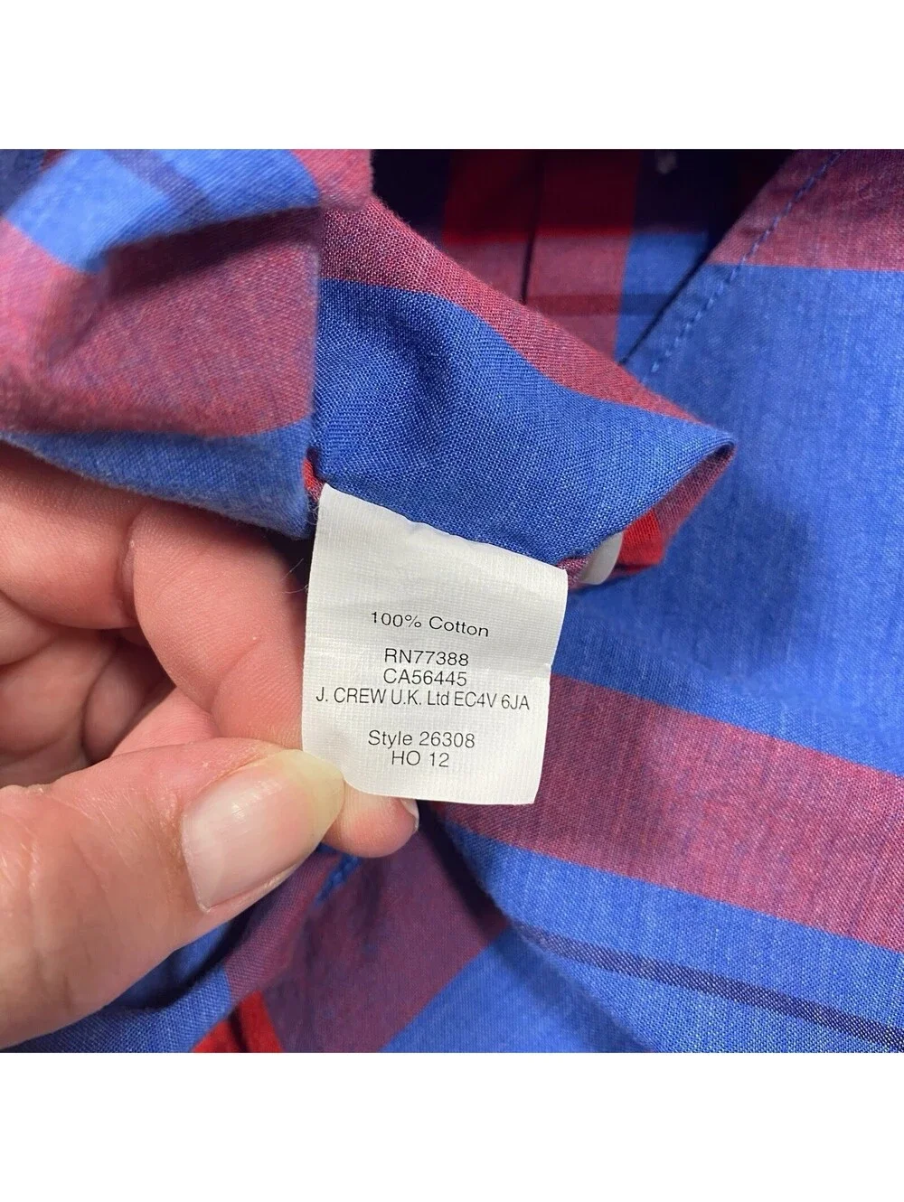 J.Crew Men's Blue and Red Plaid Long Sleeve Button-Down Shirt, Size XXL